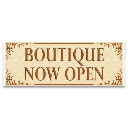 Signmission Boutique Now Open Banner Concession Stand Food Truck Single Sided B-120-30023